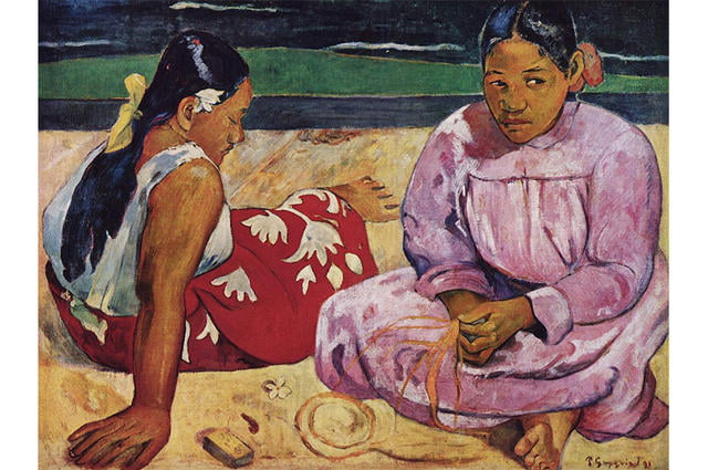 Tahitiaanse vrouwen op het strand