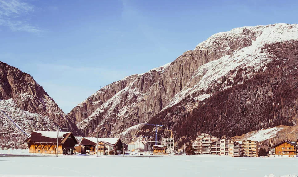 Glacier express en Andermatt Zwitserland in de winter